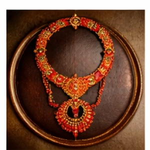 DEMO LISTING – Silk Thread Temple Jewelry Set (Maroon Gold)